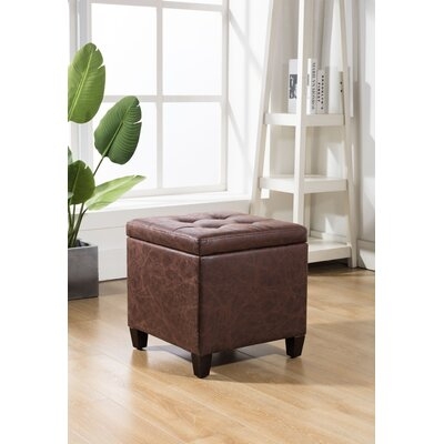 Ana 17.5" Wide Faux Leather Tufted Square Storage Ottoman - Image 0