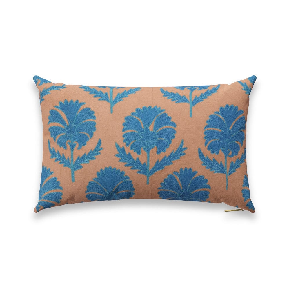Turquoise Daisy Suzani Pillow by St. Frank | Blue | 26" W x 16" H | Linen - Image 0