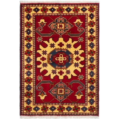 One-of-a-Kind Kalen Hand-Knotted 2010s Kargahi Red/Yellow 3'3" x 4'8" Wool Area Rug - Image 0