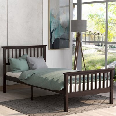 Pine Wood Platform Bed With Headboard And Footboard - Image 0