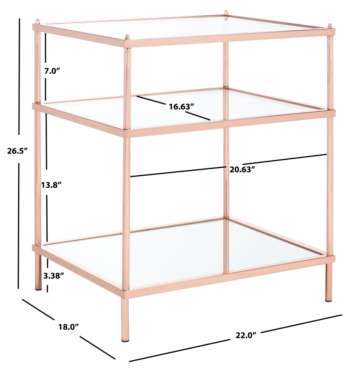 Noelia 3 Tier Accent Table - Rose Gold - Safavieh - Image 7