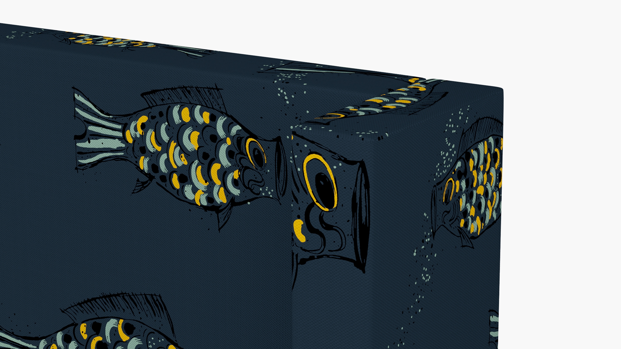 Modern Wingback Headboard, Indigo Sakana, Twin - Image 2