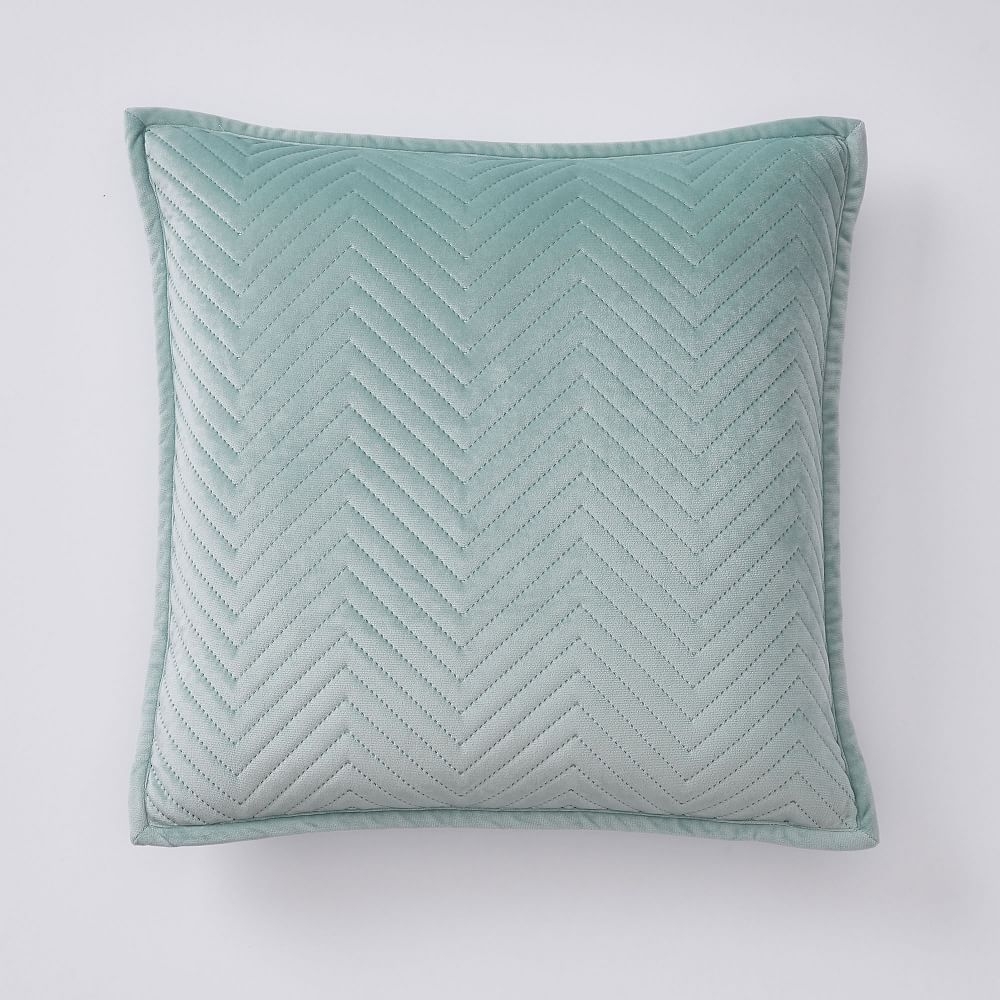 Luxe Velvet Pillow Cover, 18x18, Teal Mist - Image 0