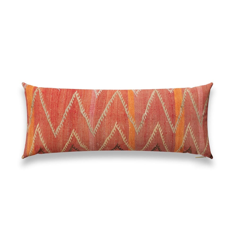 Rouge Chevron Kilim Pillow by St. Frank | Orange | 26" W x 26" H | Linen - Image 6