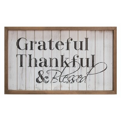 'Grateful & Blessed' Framed Textual Art on Wood - Image 0