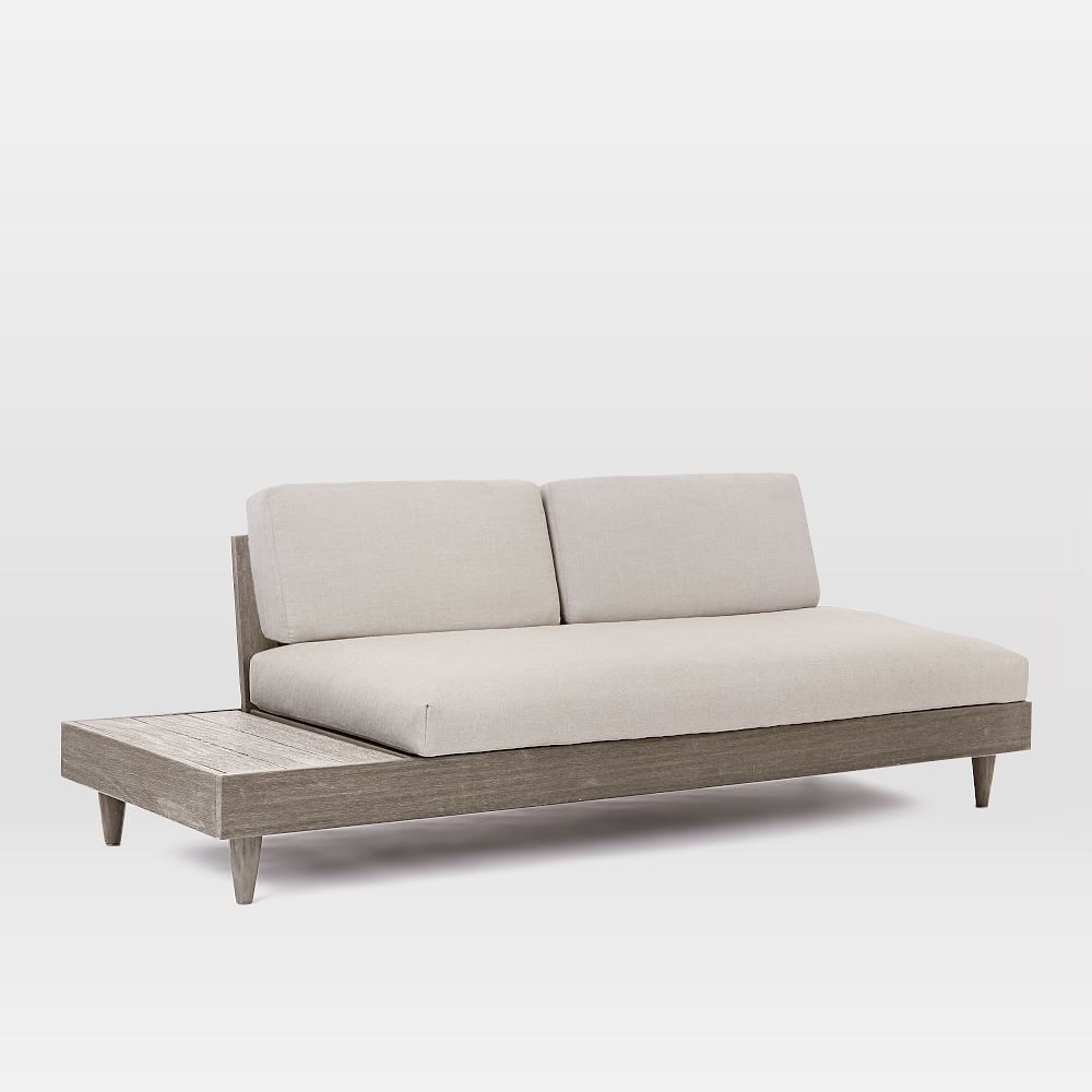 Portside Low, Armless 2-Seater Sofa + Side Table, Weathered Gray - Image 0