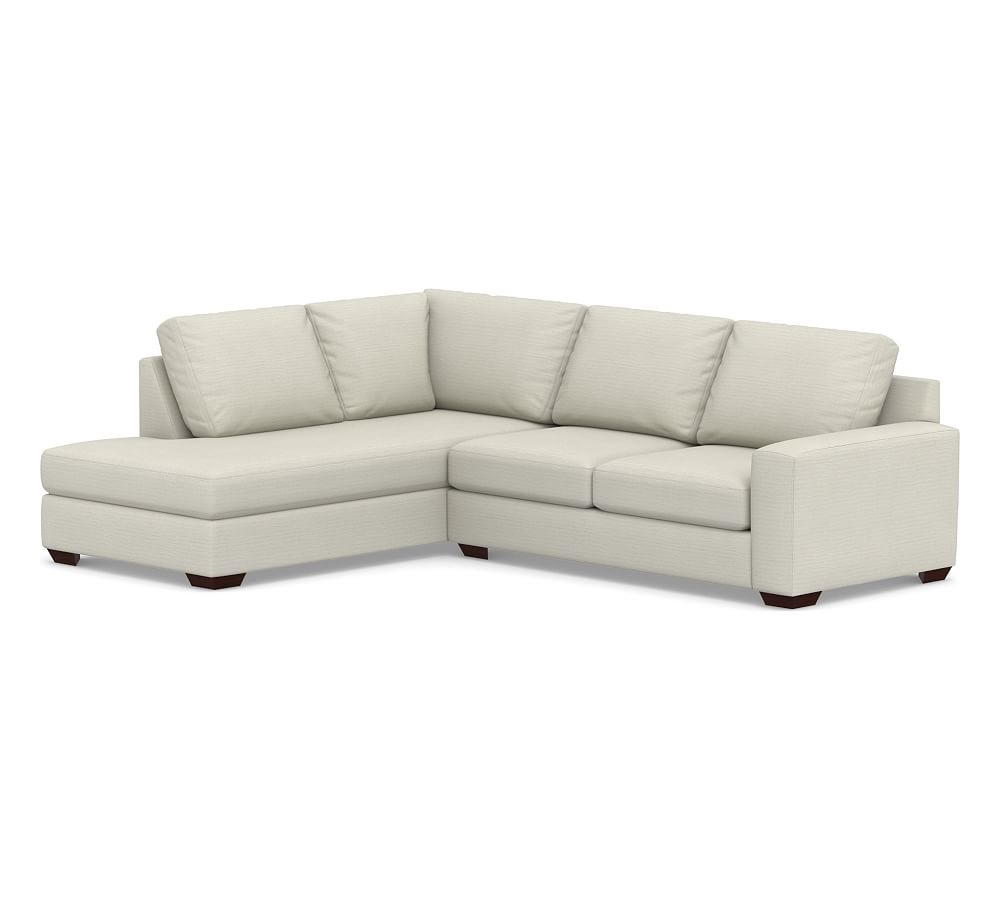 Big Sur Square Arm Upholstered Right Loveseat Return Bumper Sectional, Down Blend Wrapped Cushions, Premium Performance Basketweave Pebble - Image 0