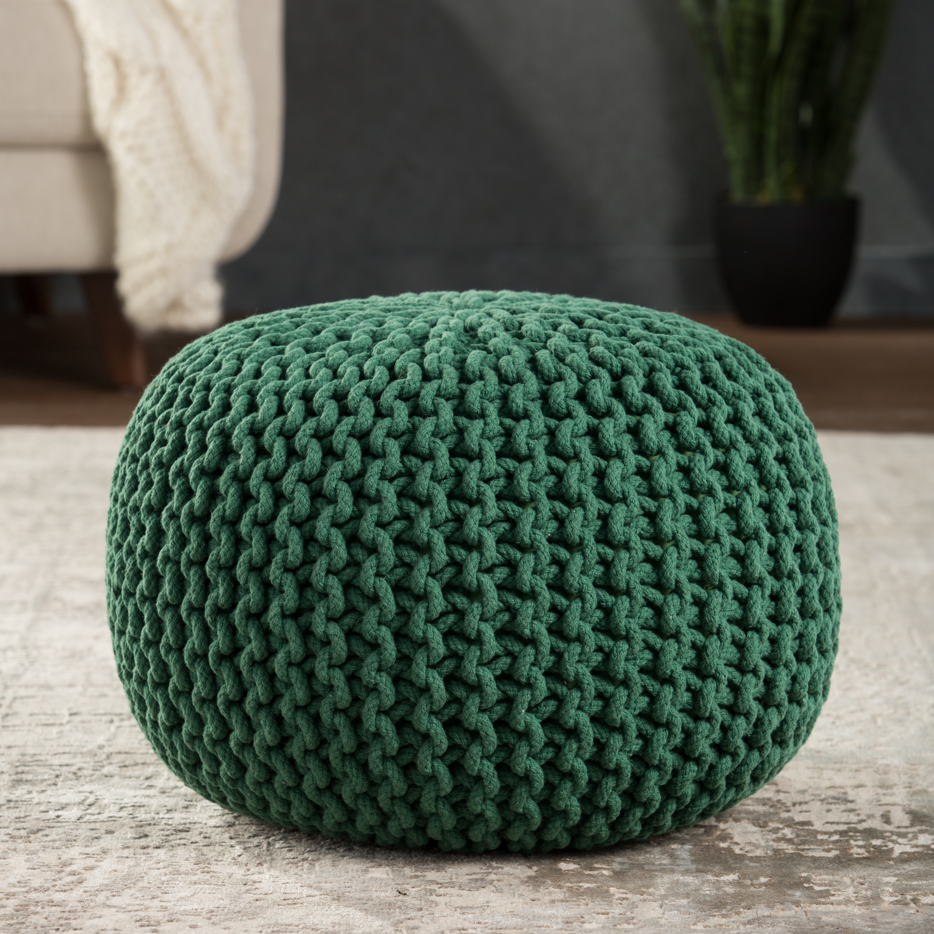 Spectrum Pouf, Textured Forest Green - Image 1