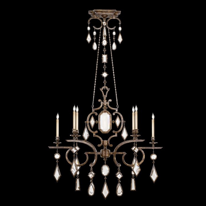 Fine Art Handcrafted Lighting Encased Gems 50"" Oval Chandelier - Image 0