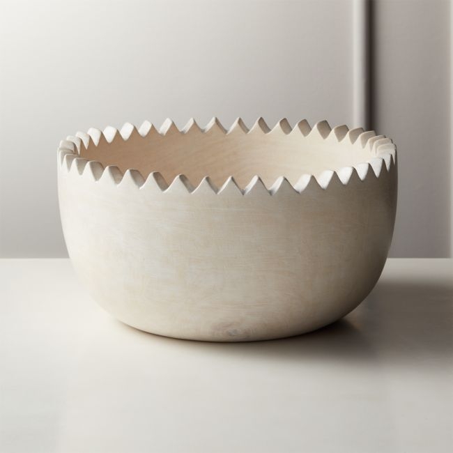 Chop Whitewash Wood Bowl - Image 0