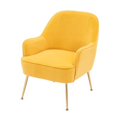 Velvet Accent Chair Gray With Gold Metal Legs - Image 0