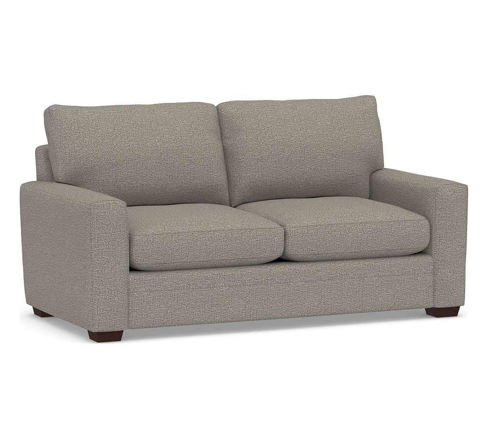 Pearce Modern Square Arm Upholstered Sofa 76", Down Blend Wrapped Cushions, Performance Chateau Basketweave Light Gray - Image 0
