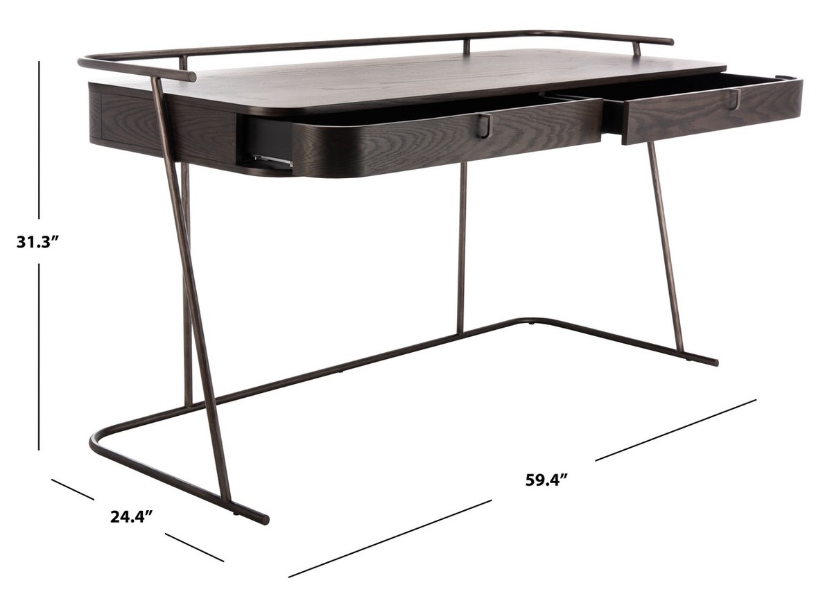 Ferrell Modern Wood Desk - Dark Walnut  - Safavieh - Image 9
