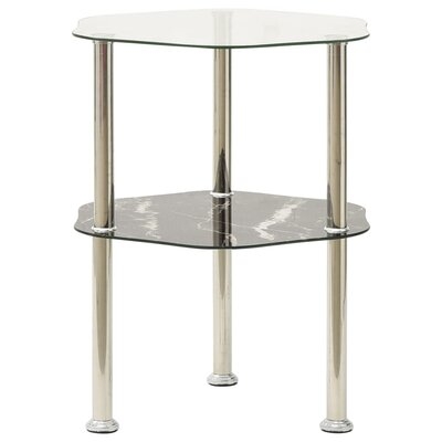 Wrought Studio™ 2-Tier Side Table Transparent & Black 15"X15"X19.7" Tempered Glass - Image 0
