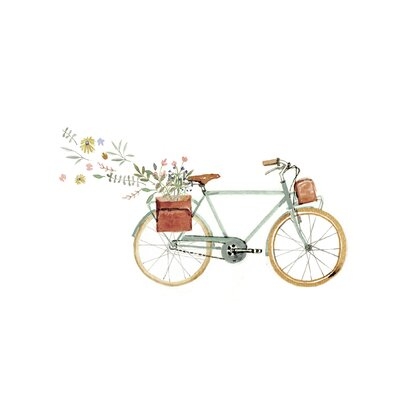 Bicycle Carrying Flowers - Wrapped Canvas Painting Print - Image 0