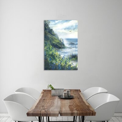 "Blue Bell Ocean Landscape" Gallery Wrapped Canvas By Highland Dunes - Image 0