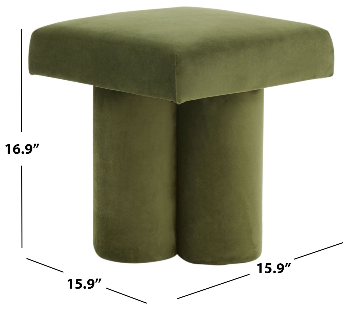 Deangelo Velvet Ottoman - Forest Green - Image 3