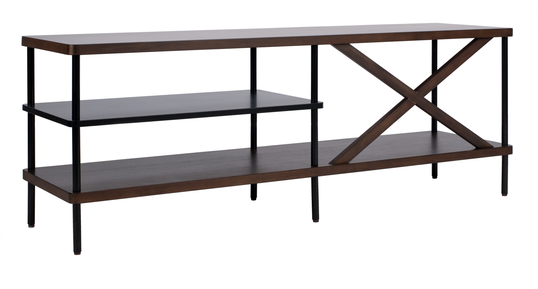Bruno Industrial Media Stand - Walnut / Black - Safavieh - Image 6