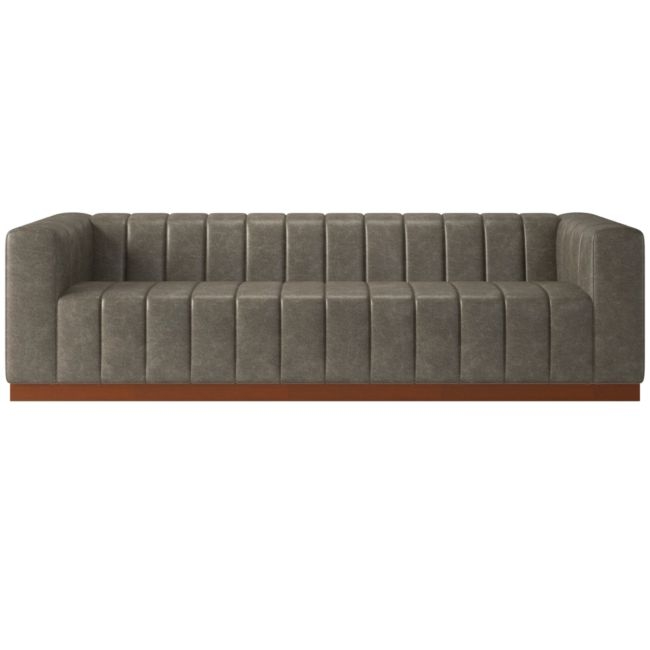 Forte Channeled Leather Extra Large Sofa Bello Grey - Image 0