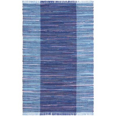 Mclean Striped Handmade Flatweave Cotton Navy/Blue Area Rug - Image 0