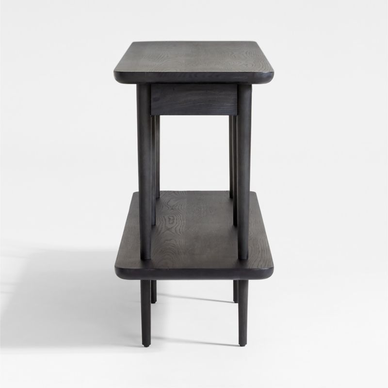 Mickell 72" Rectangular Black Wood Storage Console Table - Image 6