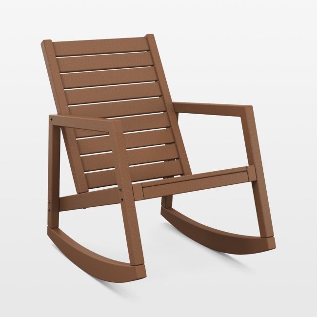 Loreto Teak Brown Outdoor Rocking Chair by POLYWOOD® - Image 0