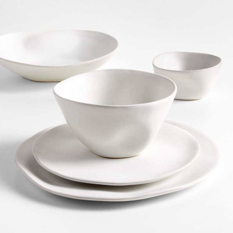 Petals White Stoneware Dinner Plate by Laura Kim - Image 6