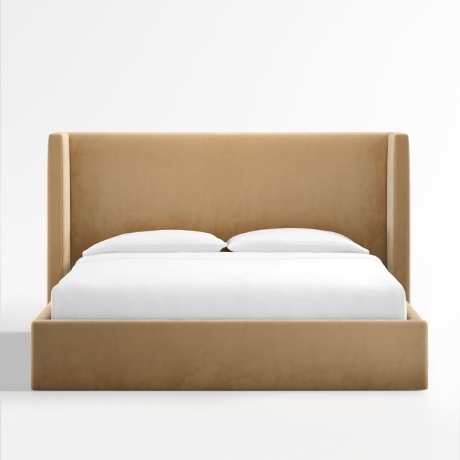 Arden Camel Brown Upholstered King Bed with 52" Headboard - Image 0