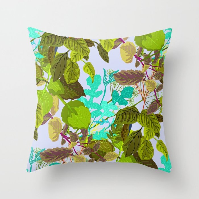 Herbs || #botanical #illustration Throw Pillow by 83 Oranges Free Spirits - Cover (24" x 24") With Pillow Insert - Indoor Pillow - Image 0