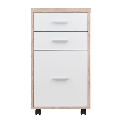 Jacksboro Mobile File Cabinet, 3 Drawers, Reclaimed Wood/White Finish - Image 0