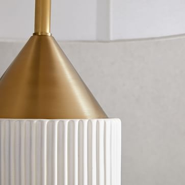 Modern Fluted Table Lamp, Large, White + Brass, Individual - Image 2