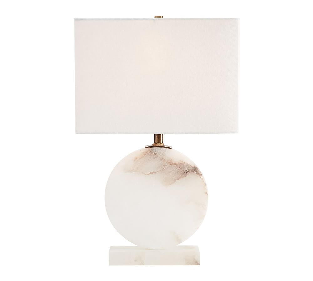 Zoe Alabaster Table Lamp, Small 19"H , White Rectangular Shade - Image 0