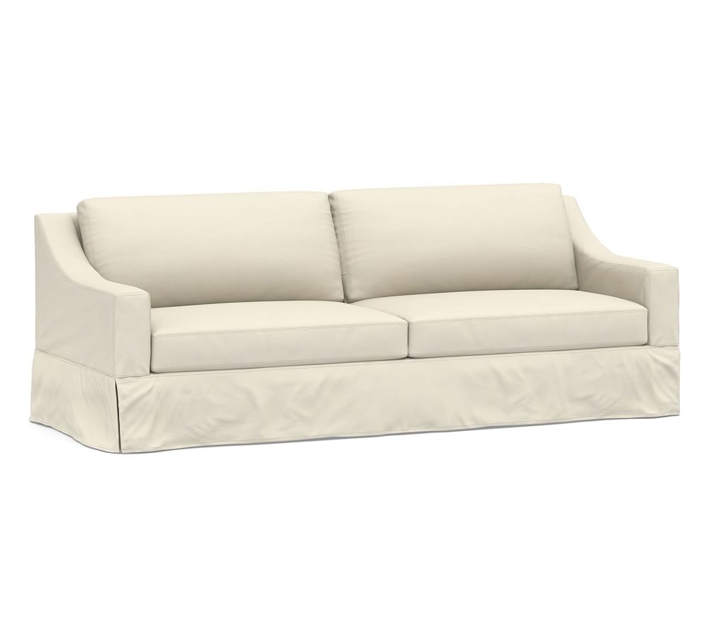 York Slope Arm Slipcovered Grand Sofa 95.5", Down Blend Wrapped Cushions, Park Weave Ivory - Image 0