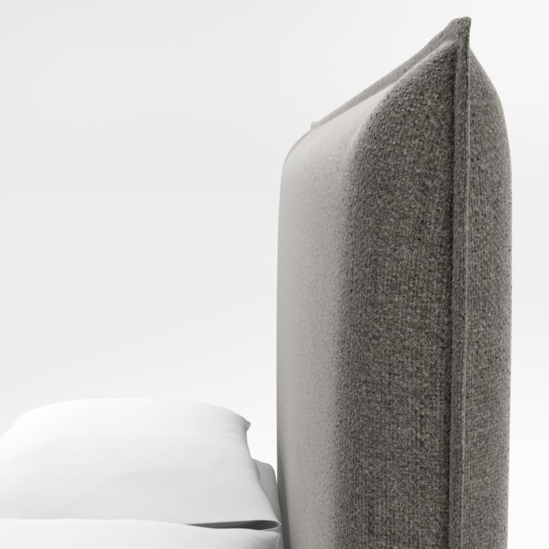 Arvada 54" Dark Grey Upholstered King Headboard with Batten White Oak Storage Bed Base - Image 2