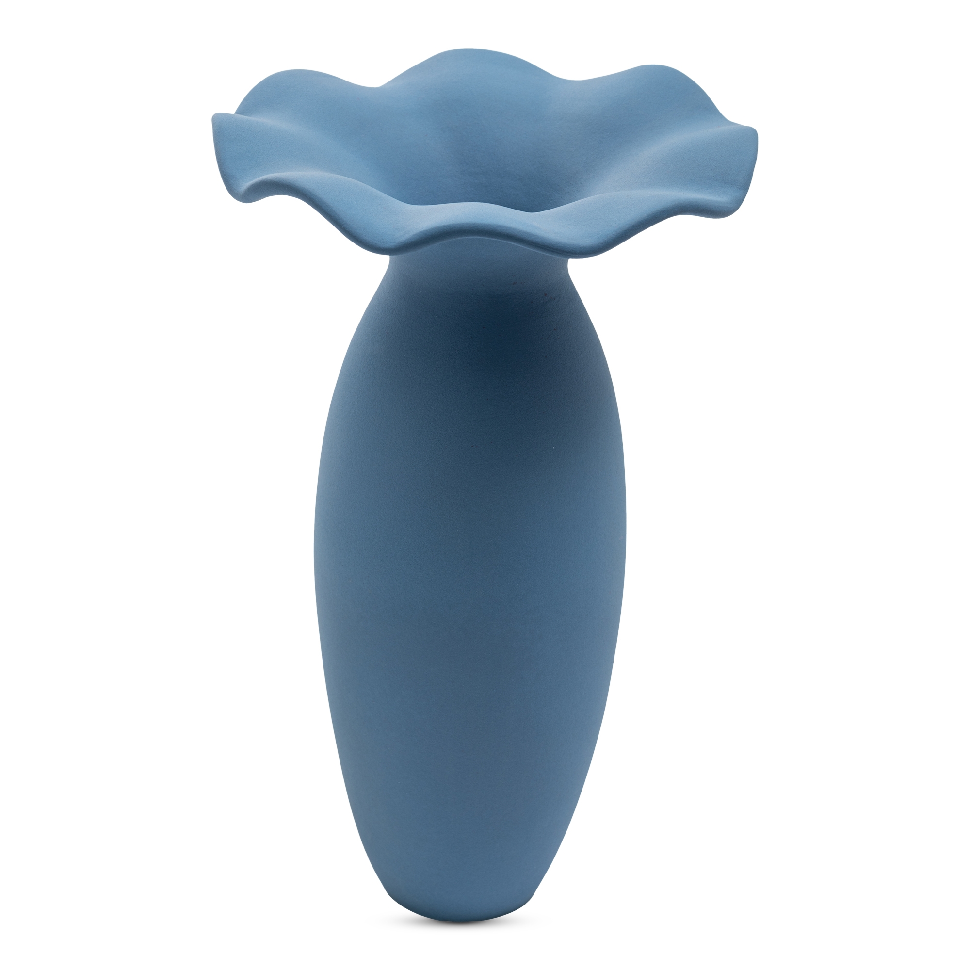 Ruffle 16In Decorative Vessel Blue - Image 0
