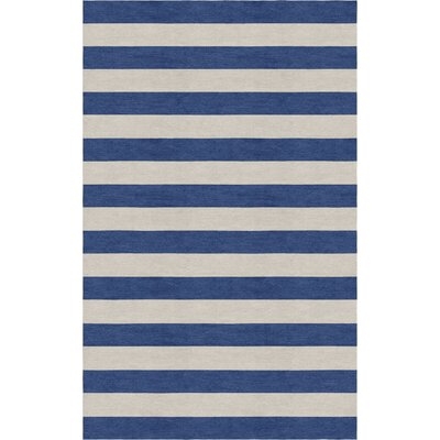 Crofoot Stripe Hand-Tufted Wool Silver/Navy Rug - Image 0