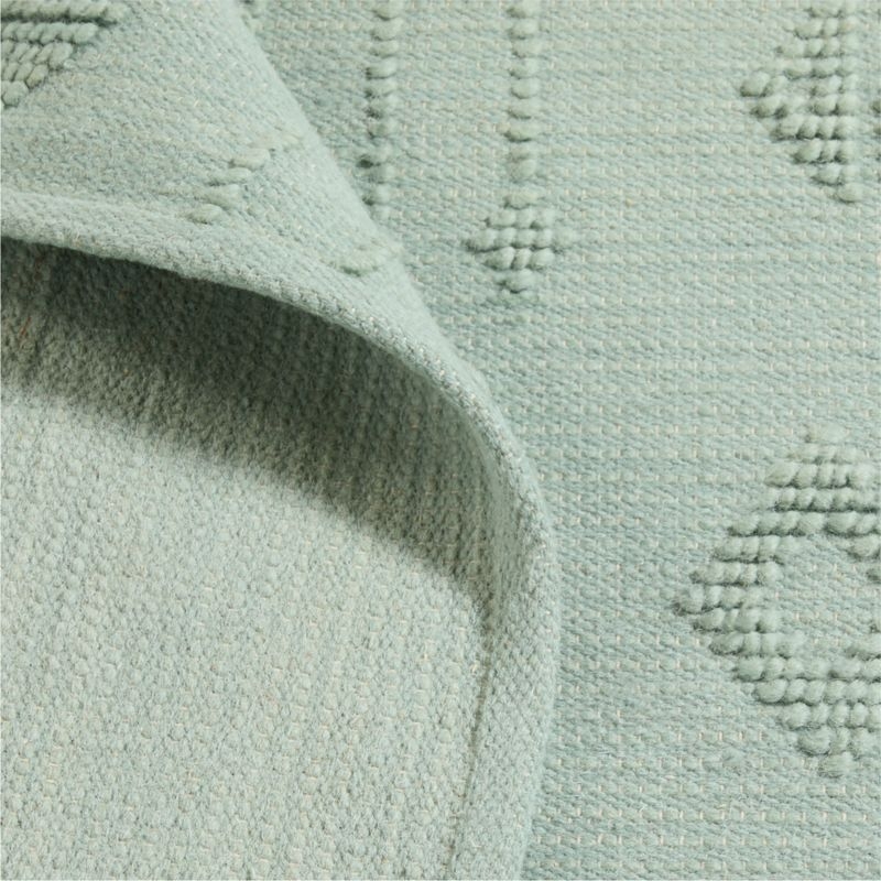 Textural Flatweave Verte Green Wool and Cotton Kids Area Rug 6'x9' - Image 2