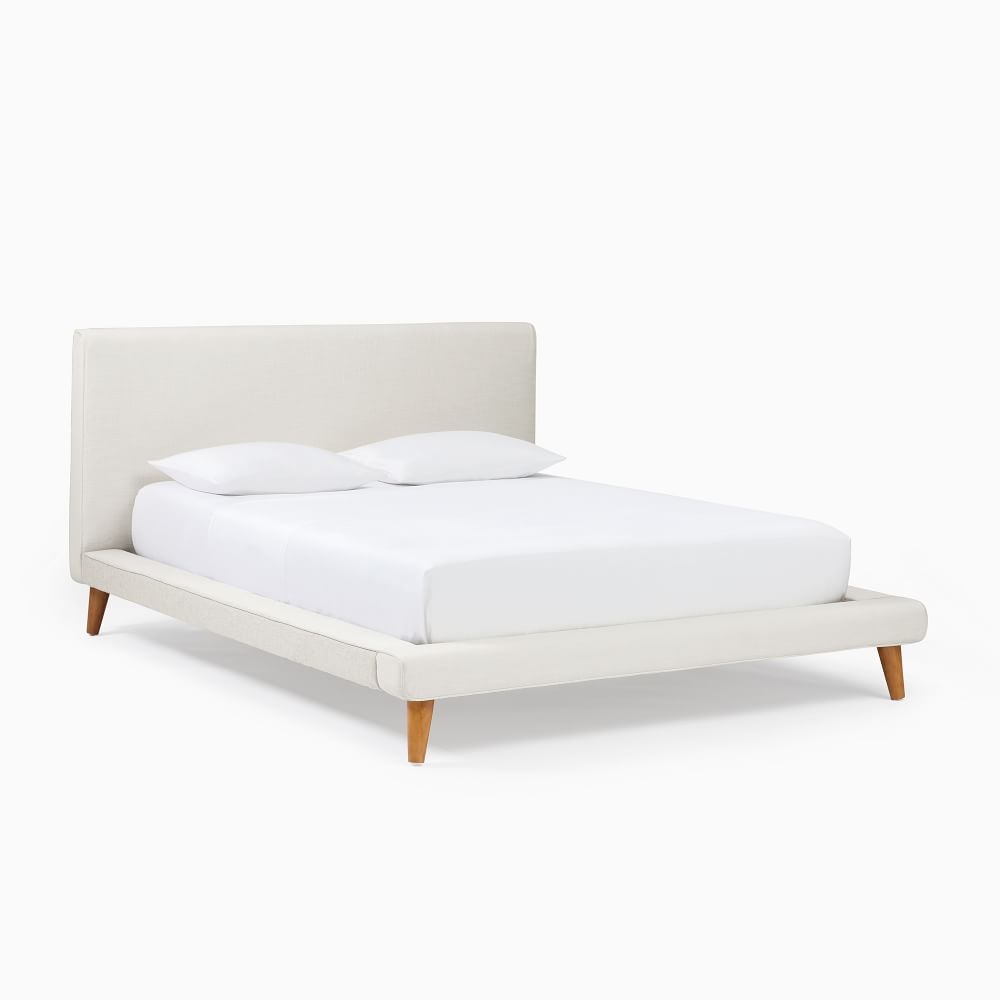 Mod Upholstered Bed, V3 One Box King, Yarn Dyed Linen, Weave, Alabaster - Image 0