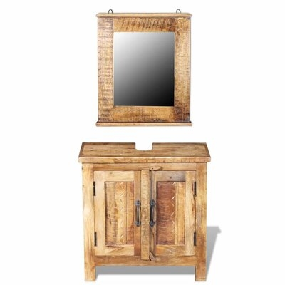 Latrell 23.62" W x 38.19" H x 11.81" D Solid Wood Bathroom Storage Furniture Set - Image 0