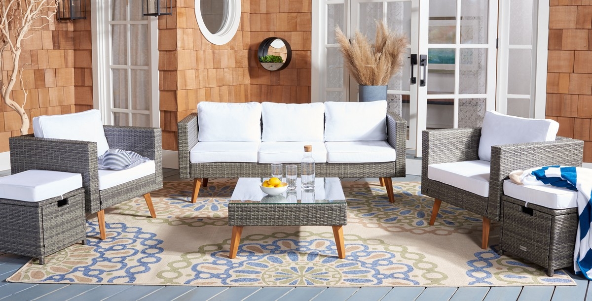 Presla 6 Pc Living Set - Grey Brown/White - Safavieh - Image 1