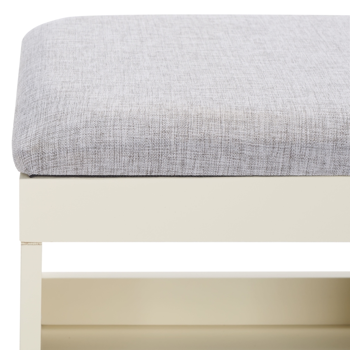 Cricket Open Shelf Bench With Cushion - Grey / Cream - Safavieh - Image 2