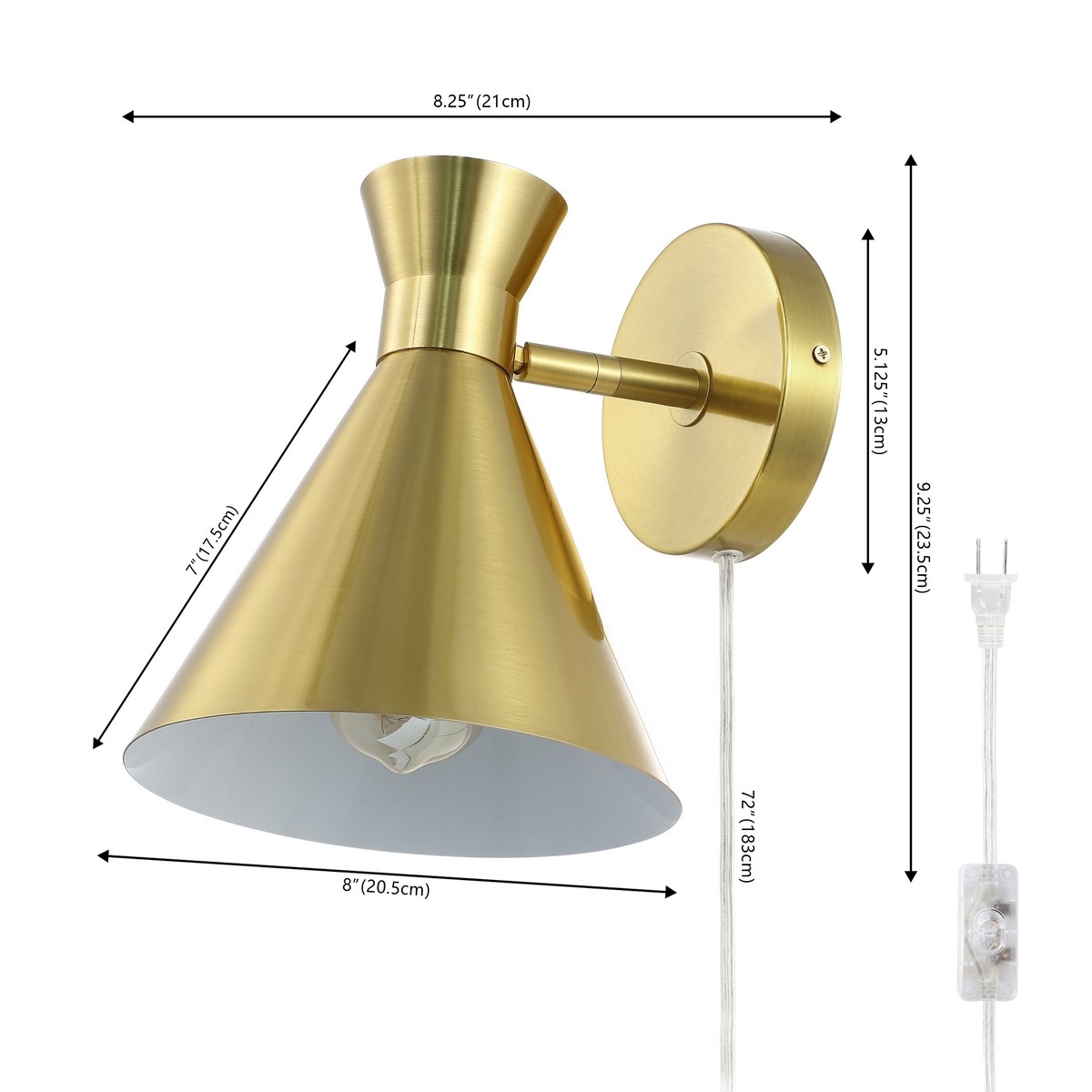 Jordie 8.25" Wall Sconce - Brass - Safavieh - Image 5