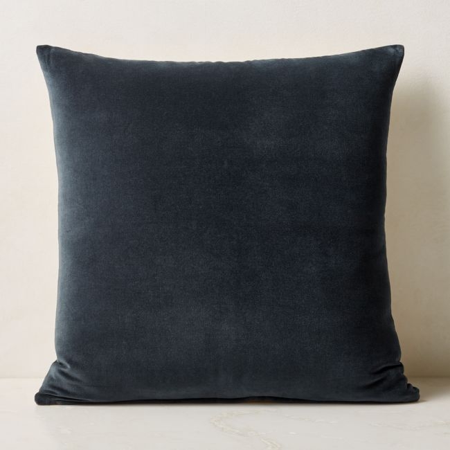 Leisure Dark Teal Velvet Throw Pillow with Feather-Down Insert 23'' - Image 0