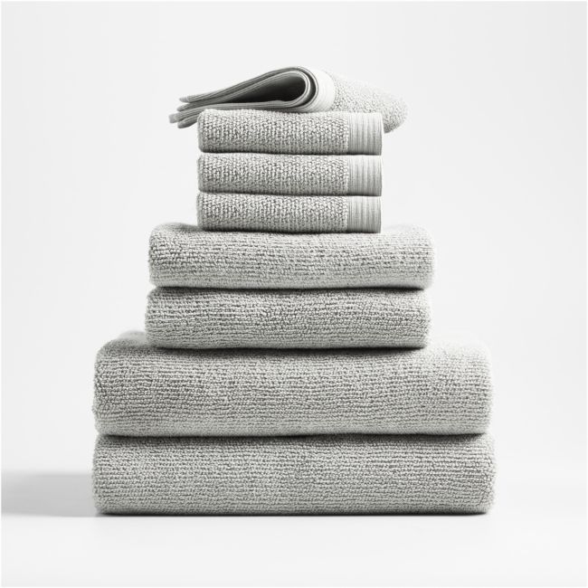 Antimicrobial Organic Cotton Ash Grey Bath Towels, Set of 8 - Image 0