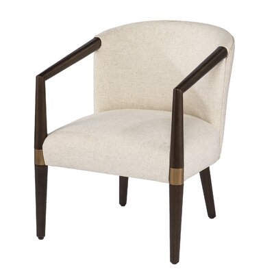 Exmont Upholstered Accent Chair, Creamy White And Dark Brown - Image 0
