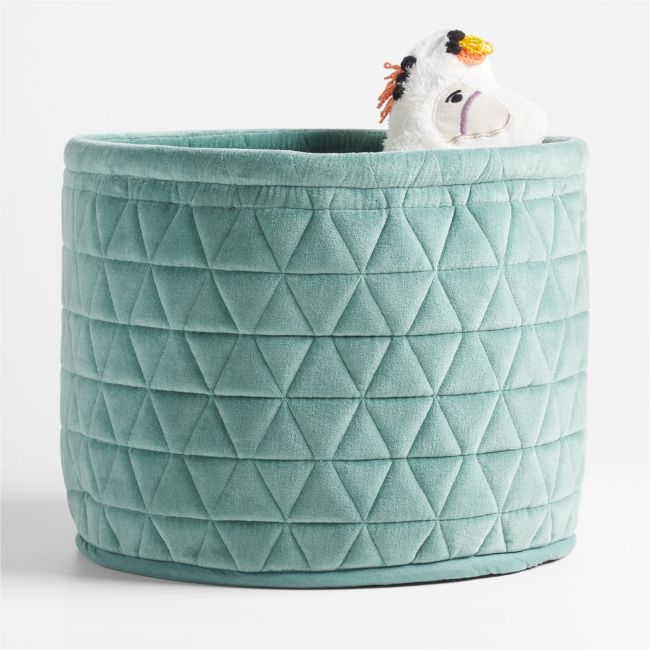 Green Velvet Kids Storage Bin - Image 0