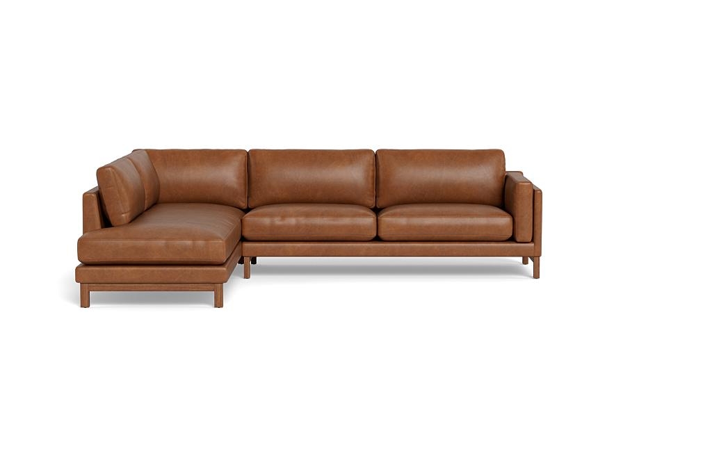 Gaby Leather 3-Seat Sectional with Left Bumper - Image 0