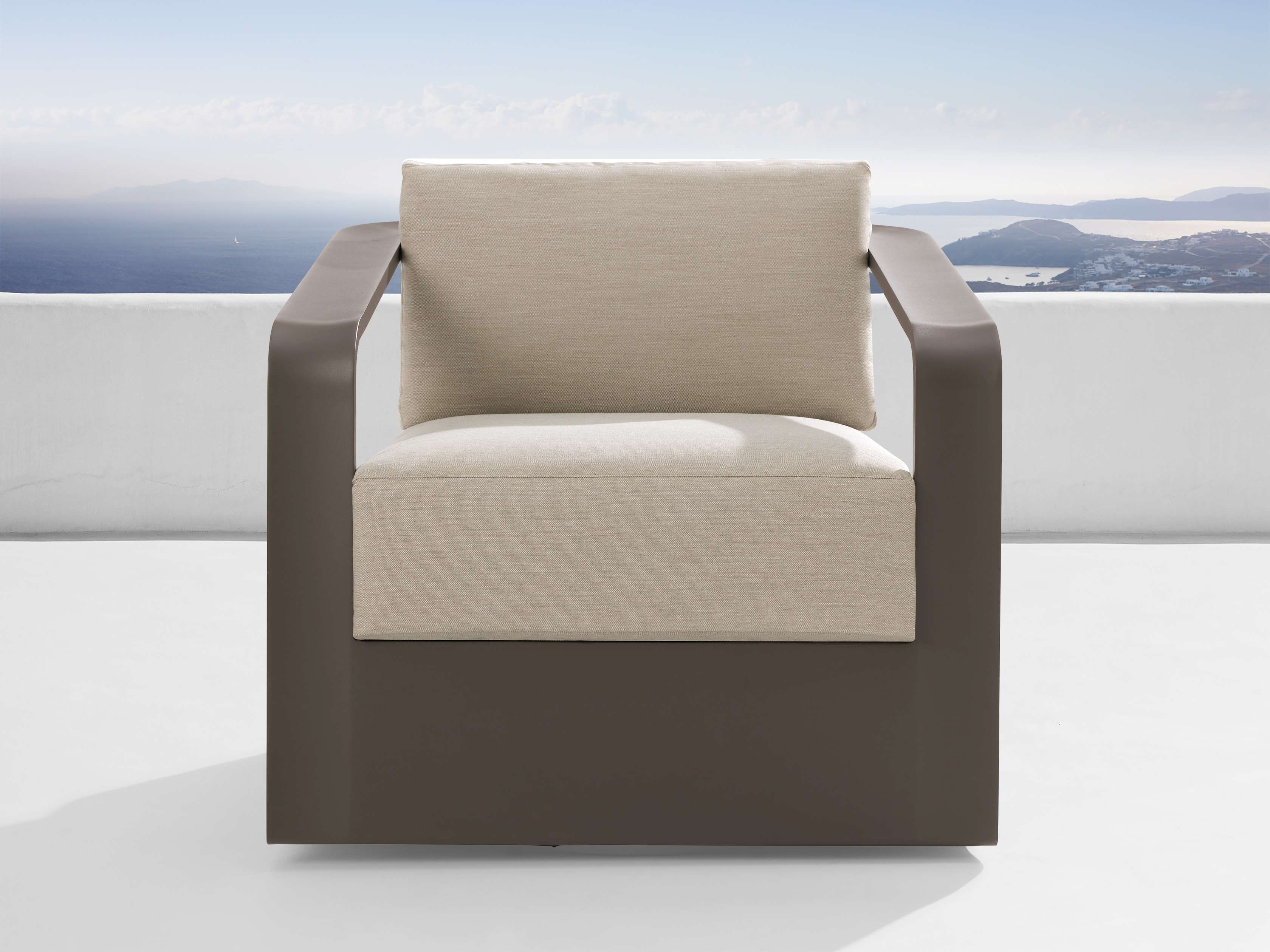 Sonoma Outdoor Swivel Chair Aluminum in Brown  Rosemount Taupe - Image 0