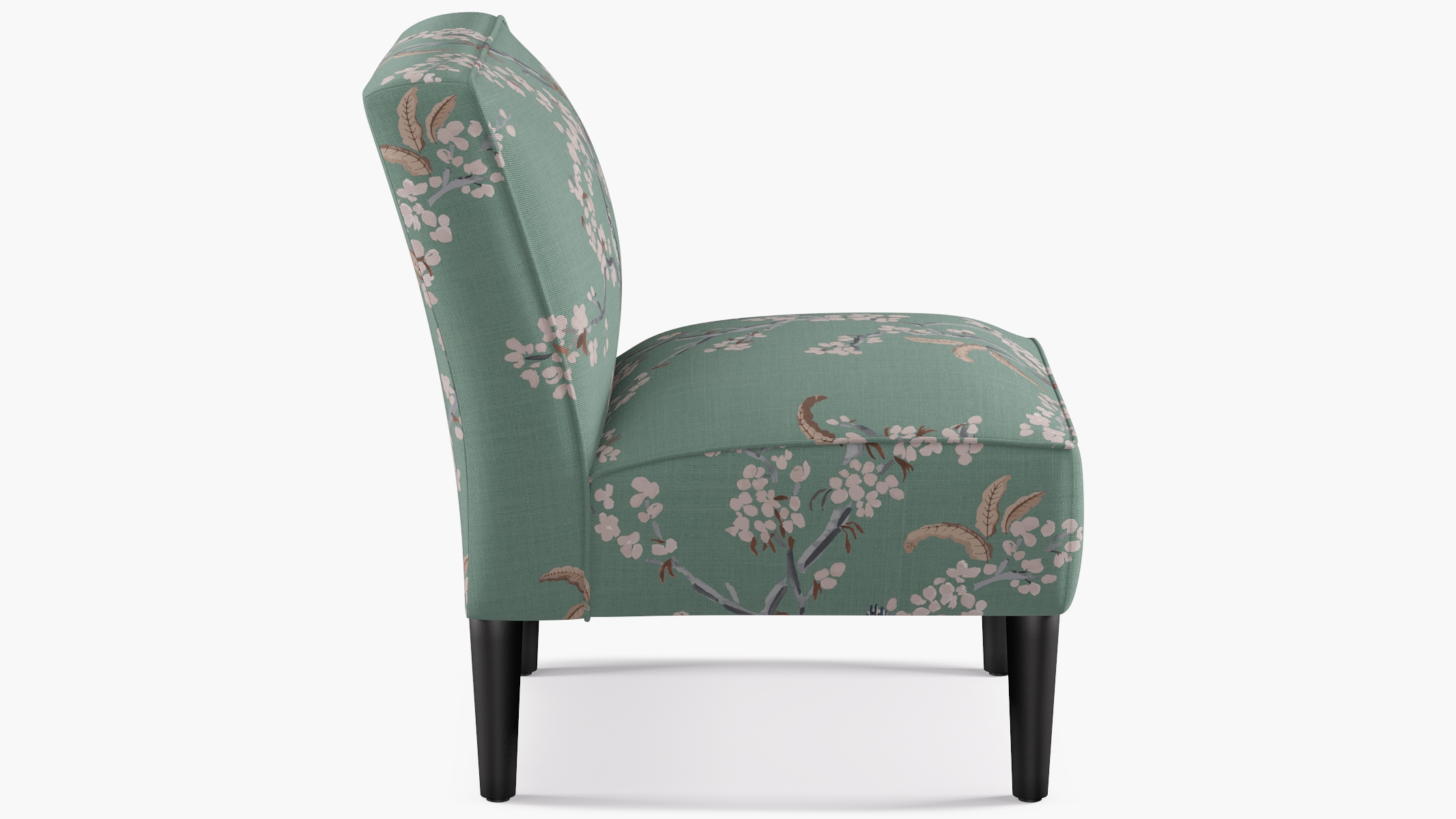 Mid-Century Accent Chair, Mint Cherry Blossom, Black - Image 2