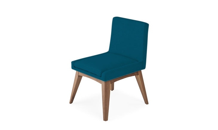 Blue Spencer Mid Century Modern Dining Chair - Key Largo Zenith Teal - Walnut - Image 4